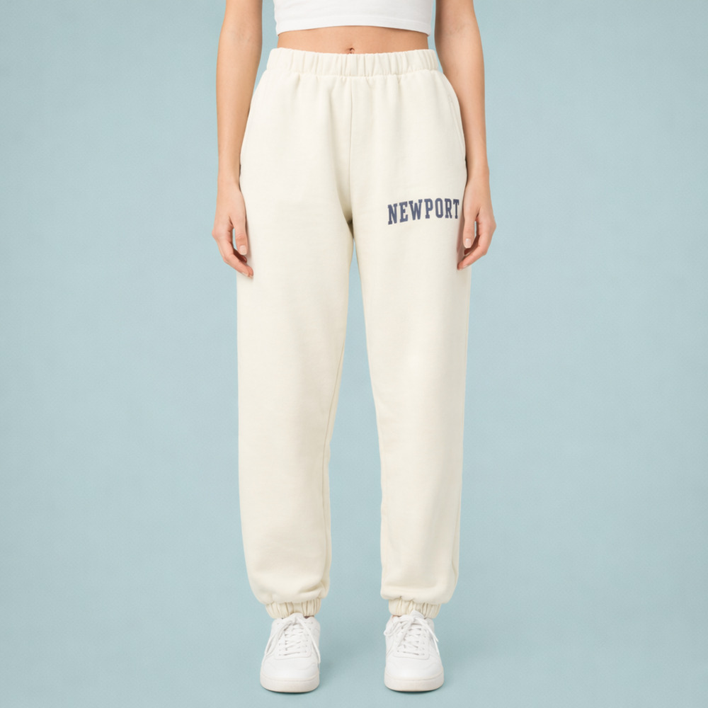 John Galt One Size Ivory Cream Newport Pull On Ankle Length Cotton Sweatpants